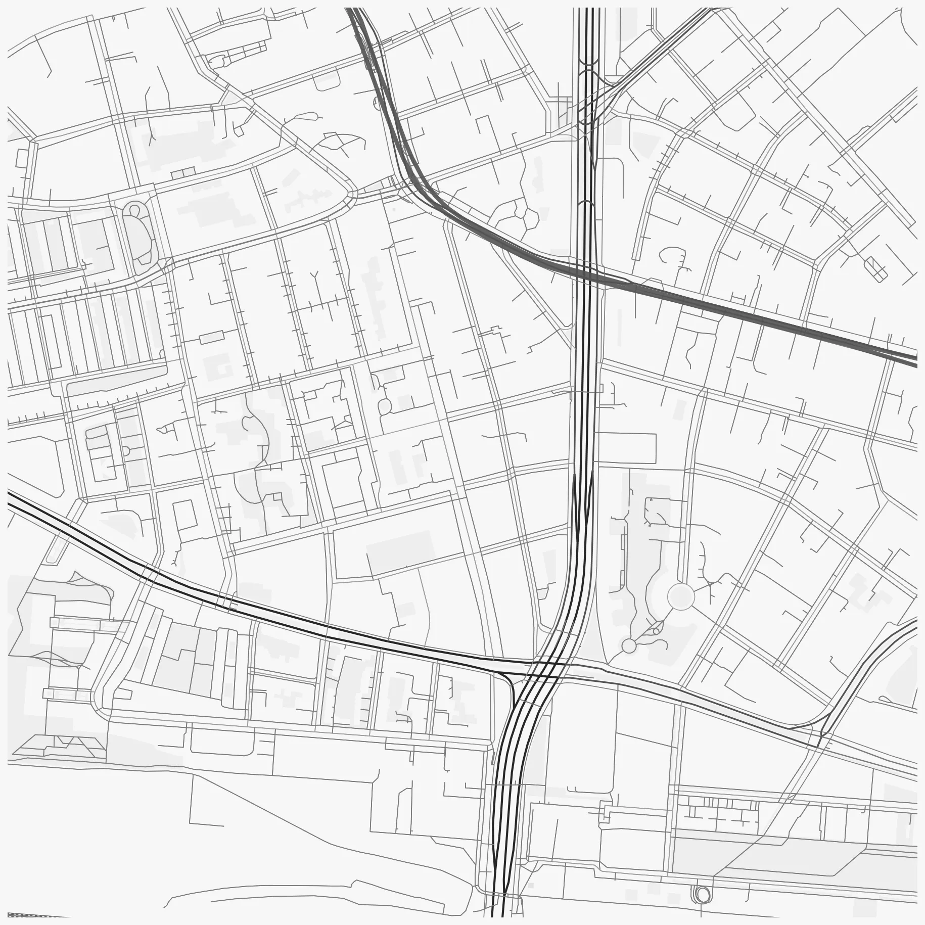 Kartenausschnitt von München-Neuhausen, die Donnersbergerstraße und die Straßen ringsum. Der Salon in der Donnersbergerstraße 28 ist mit einer Nadel markiert.